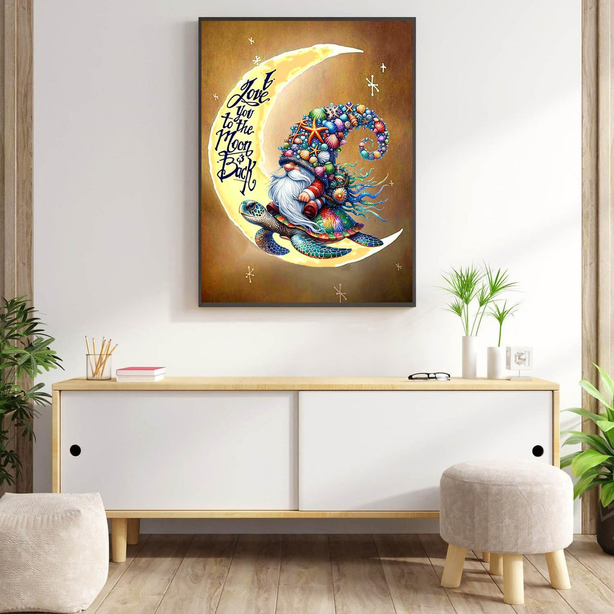 5D Diamond Painting Kits for Adults Moon Gnome Diamond Art Kits for Adoults DIY Full Round Paint with Diamond Art Dots Moon Turtle Gem Art Painting Crafts for Home Wall Decor 11.8x15.7inch Meothan