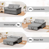 COMHOMA 55" Sleeper Sofa Bed, 3-in-1 Pull Out Couch Bed with Adjustable Backrest and Pillows, Convertible Sleeper Couch for Living Room and Office (Grey) COMHOMA