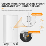 INTERGREAT Metal Garage Storage Cabinet, Lockable Rolling Tool Cabinet with Doors and Shelves, 72" Tall Heavy-Duty File Cabinet with Wheels for Garage, Basement, Warehouse, White INTERGREAT