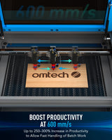 OMTech 60W CO2 Laser Engraver with Water Chiller, 20x28 Inch Laser Engraving Cutting Etching Machine with Autolift Autofocus 4 Way Pass Air Assist, Commercial Laser Cutter OMTech