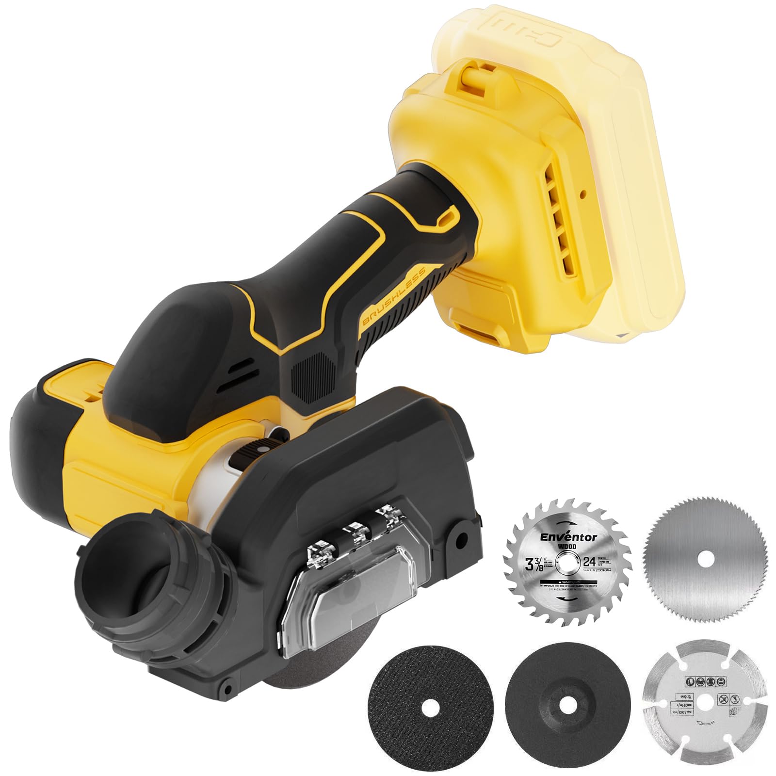 Cordless Cut Off Tool compatible with Dewalt 20V MAX Battery, AODERTI Rotorazer Saw Brushless and Compact, Tile Cutter 10,000RPM, 5 Saw 3” Blades for Metal, Wood, Tile and Plastic (Bare Tool  - WoodArtSupply