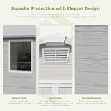 Patiowell 6x6 FT Outdoor Storage Shed with Floor - Resin Tool Shed with Lockable Door & 2 Windows, Easy Assembly for Garden, Backyard, Lawn Equipment, Light Grey Patiowell