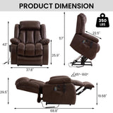 TEKAMON Dual Motor Power Lift Recliner Chair for Elderly, Breathable Leather Recliner with Heat & Massage, Lay Flat Sleeping Chairs with Infinite Position, Remote Control & USB Ports(Brown) TEKAMON