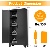 Ckzbx Black Metal Cabinets with Doors and Shelves, 61" H Storage Cabinet Pantry Cabinet Garage Cabinets for Kitchen, Living Room, Dinning Room Ckzbx