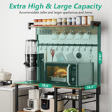 Kalrin Rustic Brown Large Bakers Rack with Power Outlets, Hooks, and Wire Baskets for Organised Kitchen Storage Kalrin