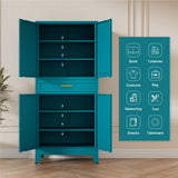 LCAOPC 71" Tall Pantry Storage Cabinet with Drawer and Adjustable Shelves, Freestanding Tall White Kitchen Cupboard Storage Cabinet for Kitchen,Dining Room, Living Room, Blue LCAOPC