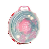 HOMZ 3-Pack Seasonal Holiday Decorative Wreath Storage Organizer, 24 Inch, Red & Clear - Round Plastic Christmas Decoration Holder for Wreaths and Garlands w/ 4-Way Latches Built-In Handle HOMZ