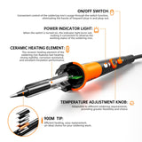 Soldering Iron Premium Kit, 60W Soldering Gun with Ceramic Heater, 12-in-1 Soldering Tool, Adjustable Temperature 200 to 450°C, Includes Soldering Iron Tip, Solder Wire, Pump and Paste MEAKEST