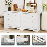 YESHOMY Dresser with 6 Drawer, Wood Wide Chest Storage Organizer and TV Stand for Living Room, Hallway, Dormitory, White YESHOMY