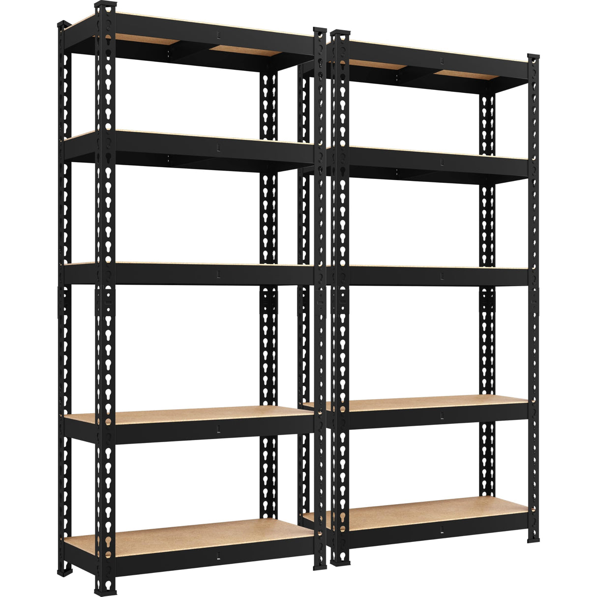Yaheetech 2Pack Standing Shelf Units 5 Tier Adjustable Garage Shelves Metal Utility Rack Heavy Duty Industrial Shelving, 27.5" W x 12" D x 60" H - Black Yaheetech