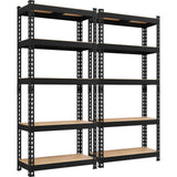 Yaheetech 2Pack Standing Shelf Units 5 Tier Adjustable Garage Shelves Metal Utility Rack Heavy Duty Industrial Shelving, 27.5" W x 12" D x 60" H - Black Yaheetech