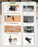 Oasbira Outdoor Dining Set for 4, Patio Table and Chairs Set with Umbrella Hole, 5 Pieces HDPS Outdoor Furniture Sets for Patio, Garden, Backyard (White & Teak) Oasbira