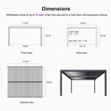 PURPLE LEAF Louvered Pergola 94AS 11' x 15' Aluminum Metal Outdoor Pergola wtih Adjustable Louvered Roof and Integrated Drainage System for Patio Deck Backyard Modern Gray Gazebo PURPLE LEAF