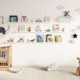 Floating Picture Ledge Shelves for Wall Set of 2, 72 Inches Picture Ledge Shelf with Long Large Nursery Book Shelf for Toys Storage Kids Bookshelf Wall Mounted Living Room Bedroom Decor Frames, White Fun Memories