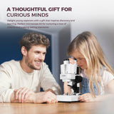 ESAKO Dual LED Kids Microscope - 52+ Piece Science Kit with Mineral & Insect Specimens, 10 Prepared Slides & 10 DIY Blank Slides, Microscope kit for Kids 8-12 ESAKO