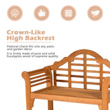 Giantex 4 Ft Foldable Eucalyptus Outdoor Bench Loveseat with Curved Backrest and Armrests Giantex