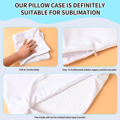 OLSUNOR 8 Pack 17.7"X17.7" Sublimation Blanks Pillowcase, Sublimation Pillow Cases White, Cushion Covers Blanks, Throw Pillow Covers for Heat Transfer, Painting DIY Picture, Christmas Craft Gift