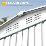 DWVO 6x4ft Storage Shed for Outdoors, Metal Sturdy Weatherproof Tool Locker with Secure Door and Ventilation for Equipment, Mowers, Bikes, Outdoor Spaces, White DWVO