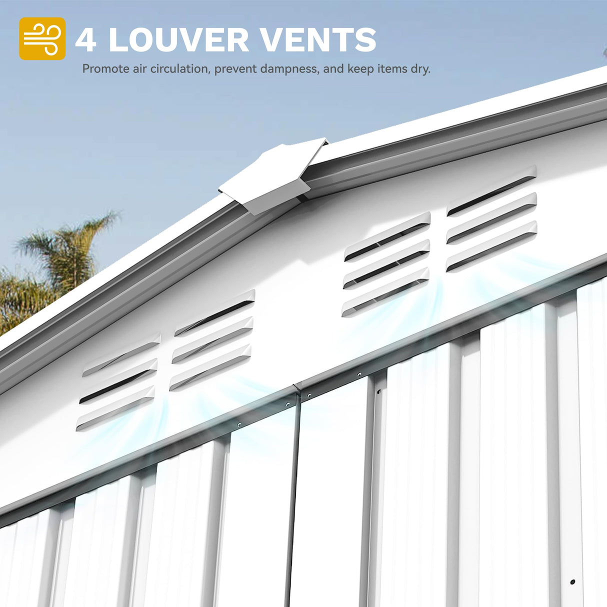 DWVO 6x4ft Metal Outdoor Storage Shed, Waterproof Tool Shed Heavy-Duty Storage Unit with Lockable Door and Vents, Ideal for Bicycles, Tools, Lawnmowers, Backyards, Patios, Lawns - White DWVO