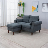 Panana 2 Seater with Ottoman Small Sofa Set, Sectional Sofa Loveseat with Ottoman for Small Space Living Room Apartment (Gray, 2 Seater with Ottoman) Panana