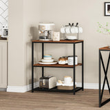 Homleke Kitchen Island with 3 Shelves, Kitchen Shelf with Large Workstation, Bakers Rack, Workbench, Metal Frame, Rustic Brown and Black Homleke