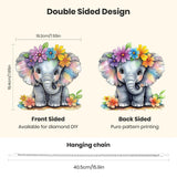 Hanging Diamond Art Kits for Adults Beginners, Elephant Flower Diamond Painting Pendant Kit, DIY Acrylic 5D Special Shaped Crystal Diamond Gem Art Painting Hanging Ornament for Home Wall Decor Genius maker