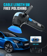 Mini Polisher, 2inch/ 3inch 750W Car Buffer Polisher with 12mm Random Orbital-Improve Work Efficiency by 35%, with 16pcs Trapezoidal Polisher Pads &16.4 ft Cord, Polisher for Car Detailing and Waxing RAYBAO
