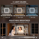 MDGC 60" W Farmhouse Makeup Vanity Desk with Sliding Mirror and Lights, Charging Glass Top Large Vanity Table with Jewelry Storage,Vanity Set with 6 Drawers,10 Shelves,Side Storage Cabinet,White MDGC