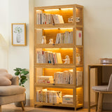 5-Tier Bamboo Display Cabinet with Acrylic Glass Door, Curio Display Case, Collectibles Toy Organizers Rack & Display Shelf, for Home, Office, Playroom, Living Room (23.6×12.6×67.7IN) Generic