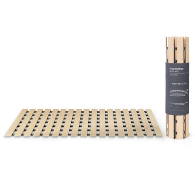 NativeSkins Faux Bamboo Bath Mat, Non-Slip Safety Lining, Bamboo Shower Mat, Waterproof, Quick-Drying, Mat for Spa, Sauna, Bamboo Mat, Teak Bath mat - Large 16.9 x 30.7 in