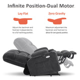 MCombo Dual Motor Power Lift Recliner Chair for Elderly, Lay Flat Lift Chair with Heat and Massage, Petite Lift Chair, Cup Holders, USB A&C Ports, Fabric 7893 (Small, Dark Gray) MCombo
