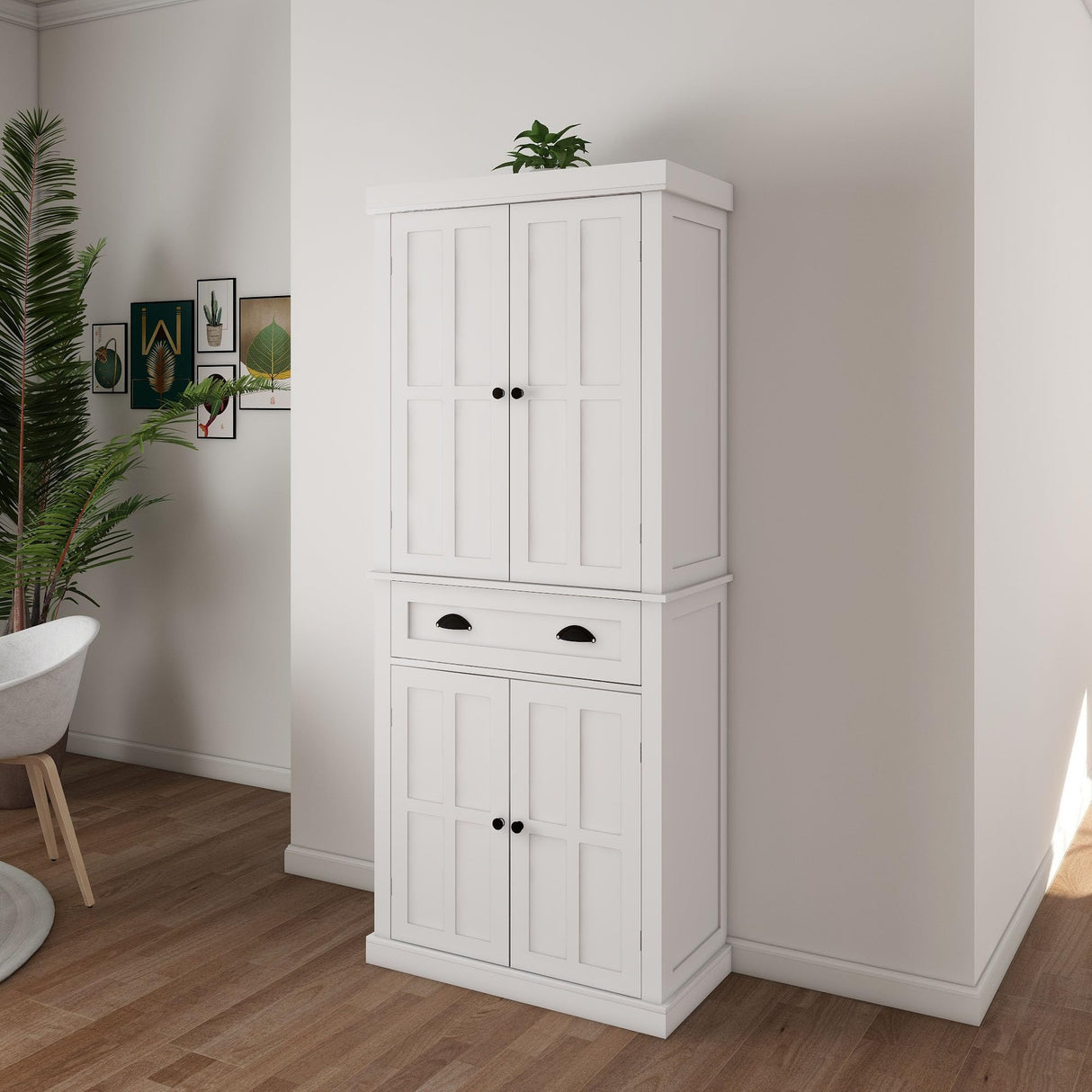 OQSC 72" Tall Kitchen Pantry and Storage Cabinet with Doors and Shelves, White Portable Pantry for Kitchen, Large Stand Alone Kitchen Pantry Storage Organizer OQSC