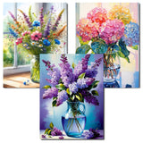 Diamond Art Kits for Adults - 3 Pack Flowers Diamond Painting Kits for Adults, 5D Round Full Drill Vase Gem Art Paint by Diamonds Pictures DIY Crafts Kits 12x16inch Axquilon