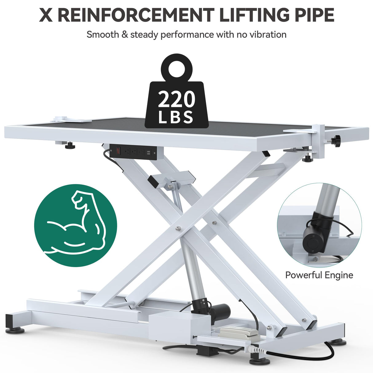 YITAHOME 50 Inch Electric Dog Grooming Table Professional Heavy Duty Pet Grooming Table for Dogs at Home, Aluminium Adjustable Overhead Arm & Tool Organizer, Large Pet Grooming Station White YITAHOME