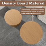 Round Nesting Coffee Table Set of 2 Modern Round Fluted Coffee Table Small Round Coffee Table Circle Side Table Circular End Table Nested Coffee Table for Living Room (Light) YYZIWYUN