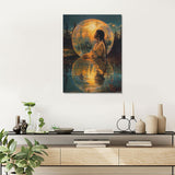 QACEYID Native American Woman Moon 5D Diamond Art Painting for Adults Full Drill Round Diamond Paint by Number Kits for Beginners Gems Cross Stitch for Wall Decor 12x16 inch QACEYID