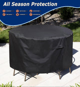Round Patio Furniture Covers - 82" Dia Waterproof Table & Fire Pit Cover - Anti-Fading for Outdoor Dining Sets TIFILE