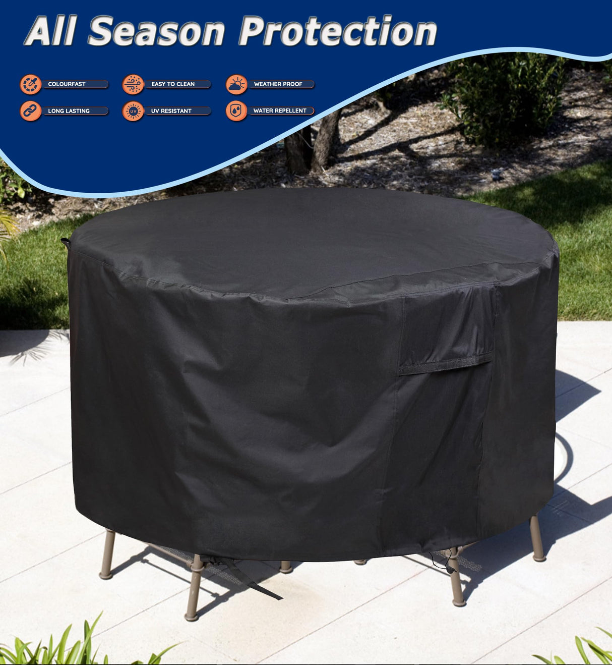 Round Patio Furniture Covers - 90" Dia Waterproof Table & Fire Pit Cover - Anti-Fading for Outdoor Dining Sets TIFILE