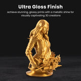 TEQStone Silk PLA Filament 1.75mm Gold 1KG, Metallic Shine High Gloss Finish Perfectly Wound, Accuracy +/-0.02mm 3D Printer Filament Vacuum Packaging TEQStone