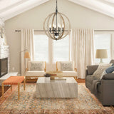 Eco-homely 6 Lights Farmhouse Chandelier - Orb Rustic Wooden Globe Chandelier for Kitchen Island, Foyer, Bedroom and Living Room (20 Inches, 6 Light) Eco-homely