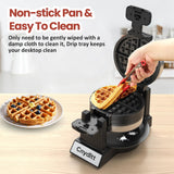 Cnydltt Double Waffle Maker, 1400W Rotating Belgian Waffle Iron with Nonstick Plates, 180° Flip, 8-Slice, Removable Drip Tray, Locking Lid & Cool Touch Handles, Stainless, Black Cnydltt