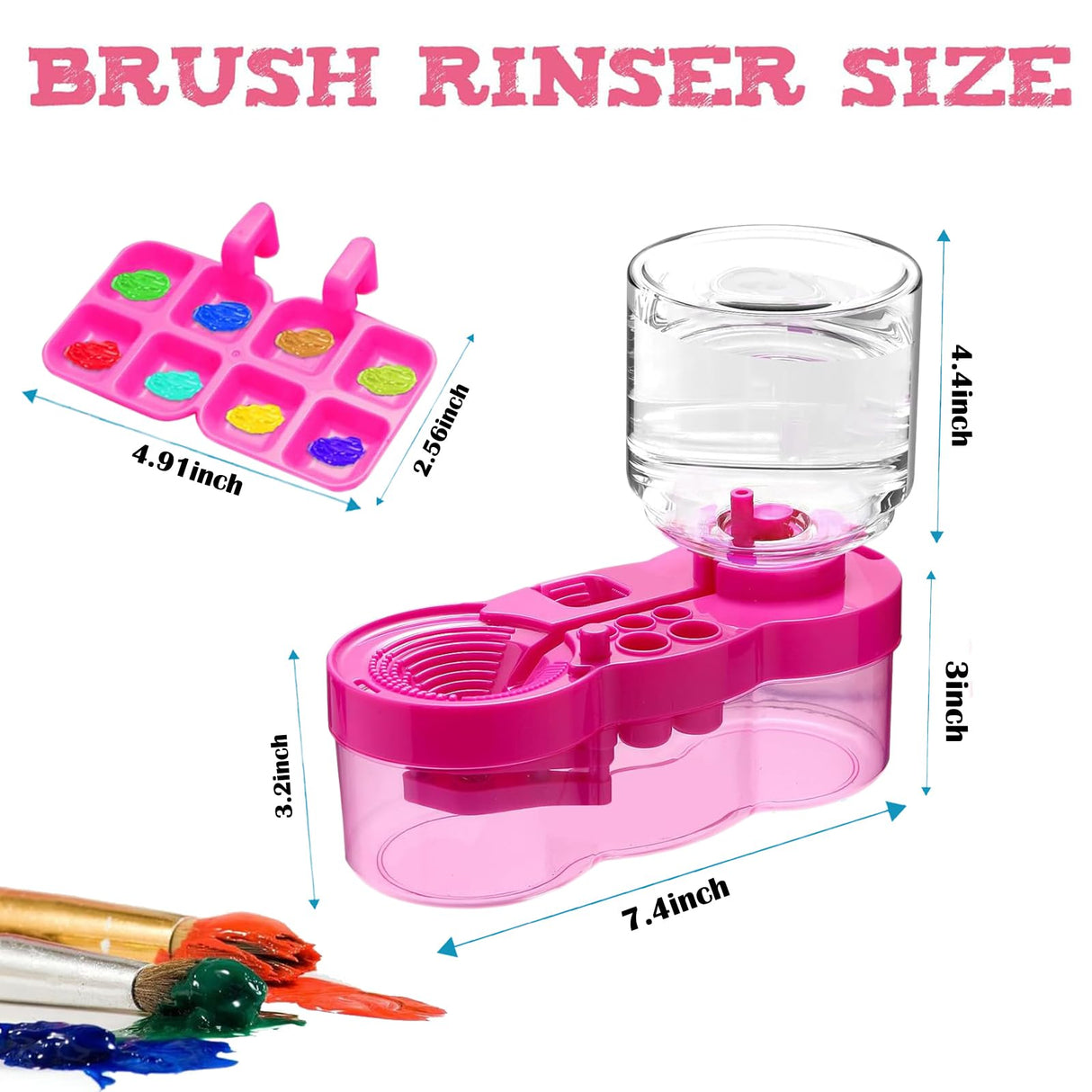 2025 Paint Brush Cleaner Brush Rinser Water Circulation, Brush Cleaner Painting Tool, Water Cycle Paint Brush Rinser With Brush Holder and Palette, Brush Rinser Dispenser for Adults Artist Kid(Purple) Beikity