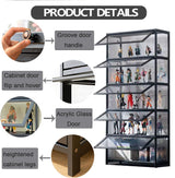 qeknxks Display Cabinet with Acrylic Doors, 5-Tier Bamboo Curio Display Cabinet, Display Cases for Figurine, Toy Organizers Rack & Display Shelf, Kids Bookcase for Home Office, Playroom, Living Room qeknxks