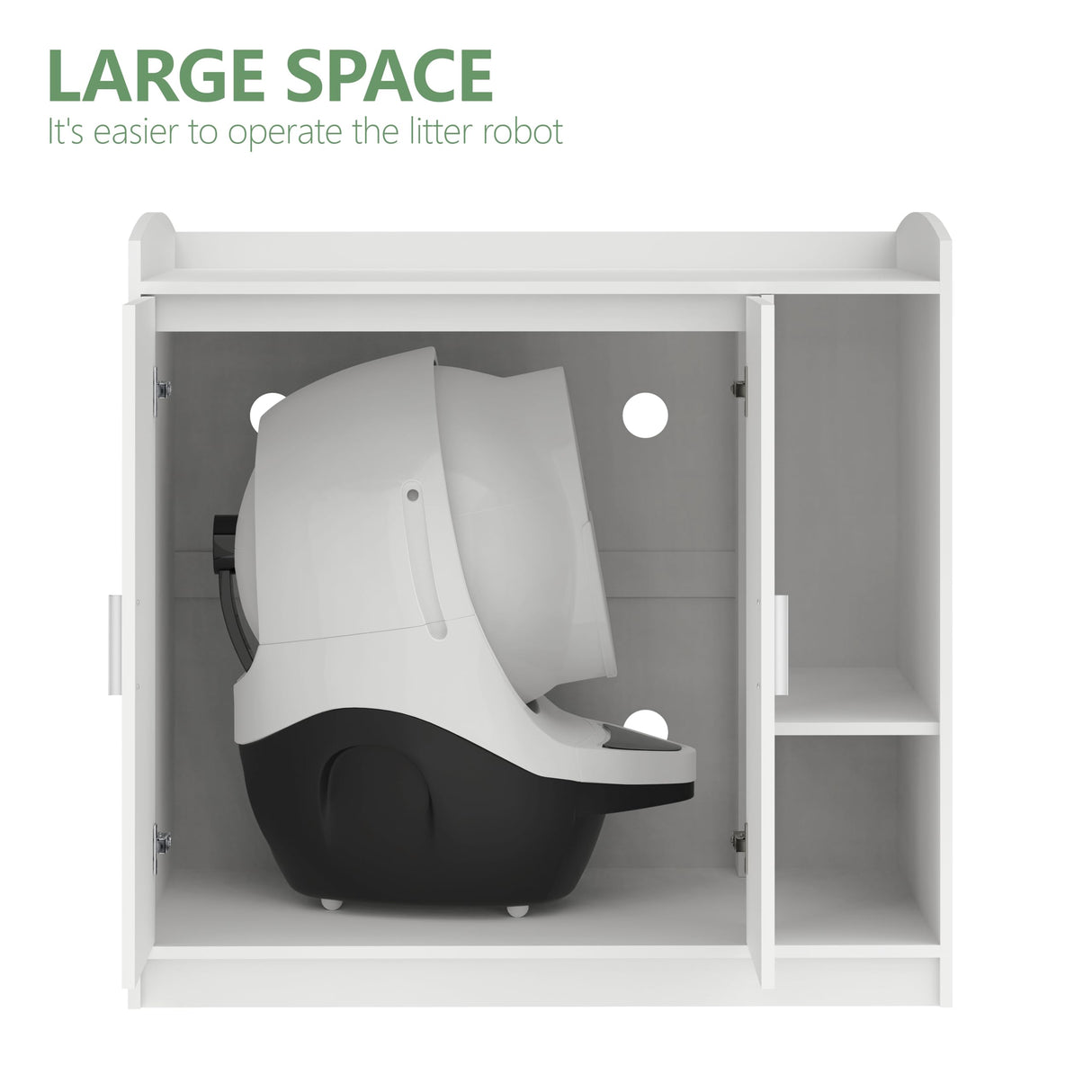 Amunrbrek Litter Robot Enclosure, Litter Robot Cabinet, Modern Automatic Litter Box Enclosure Cover for Litter Robot 3 & 4 (White, Front Entry) amunrbrek