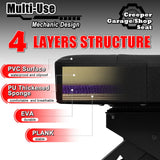 FreekyFit Mechanic Stool with Wheels, Hydraulic Adjustable Shop Stool on Wheels, Garage Work Rolling Stool Chair for Workshop, 400 LBS Capacity, 4 Inch Casters, 360° Swivel Padded Seat, Black FreekyFit