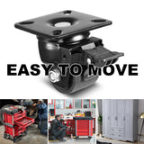 W B D WEIBIDA 2-inch Plate Swivel Caster Wheels Set of 4 Heavy Duty, Load Capacity 2200lbs, Low Gravity Center Black Extra Width Caster with Brake, Durable & Quiet & Sturdy Nylon Wheels for Industrial W B D WEIBIDA