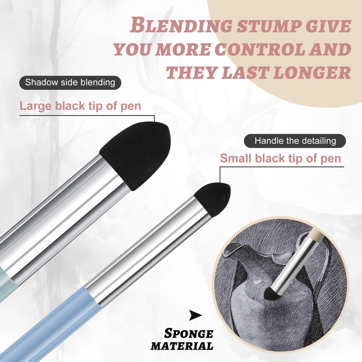 Kosiz 6 Pcs Artist Blending Sponge Pen 2 Sizes Double Headed Washable Blending Stump Pencil Sketch Pastel Rubbing Sponge Brush Stick Art Foam Drawing Tool for Artist Beginners Supplies (Morandi) Kosiz
