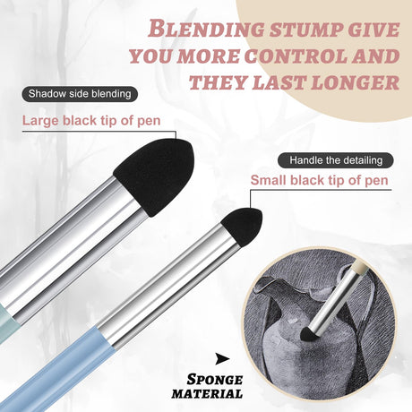 Kosiz 6 Pcs Artist Blending Sponge Pen 2 Sizes Double Headed Washable Blending Stump Pencil Sketch Pastel Rubbing Sponge Brush Stick Art Foam Drawing Tool for Artist Beginners Supplies (Morandi) Kosiz