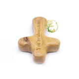 Personalized Olive Wood Comfort Cross Hand Carved from Bethlehem | Holy Land Handmade Catholic Wooden handheld crosses | Palm Holding, Praying cross Perfect Religious gift for all Christian occasions PHLG
