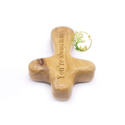 Personalized Olive Wood Comfort Cross Hand Carved from Bethlehem | Holy Land Handmade Catholic Wooden handheld crosses | Palm Holding, Praying cross Perfect Religious gift for all Christian o - WoodArtSupply